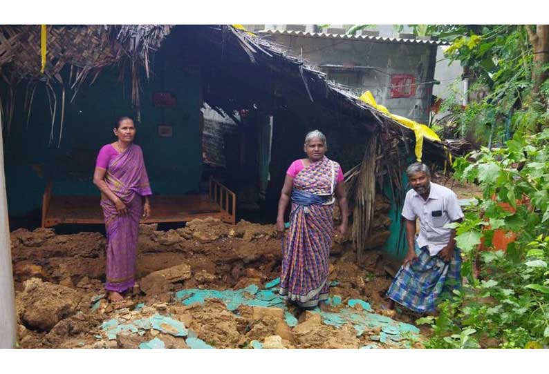 மேல்விஷாரம் பகுதியில்தொடர் மழையால் வீடு இடிந்து சேதம்