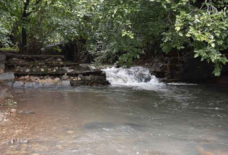 வரையாறு அருவியில் கொட்டும் தண்ணீர்