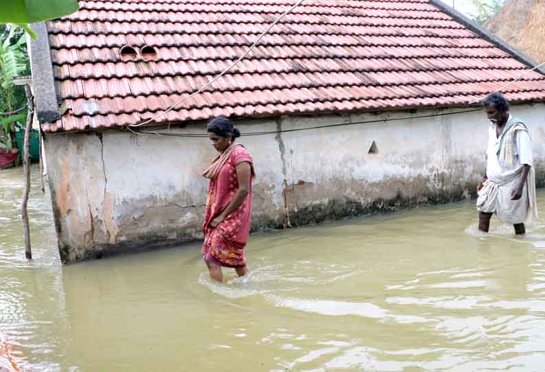 புதுக்கோட்டையில் வீடுகளுக்குள்  தண்ணீர் புகுந்தது