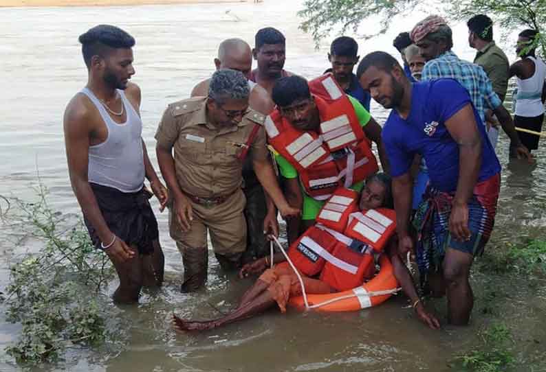 திருவையாறு அருகே கொள்ளிடம் ஆற்றில் தவறி விழுந்த மூதாட்டி மீட்பு