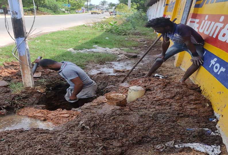 தினத்தந்தி செய்தி எதிரொலியாக, குரும்பூரில் குடிநீர் குழாய் உடைப்பு சரி செய்யப்பட்டது