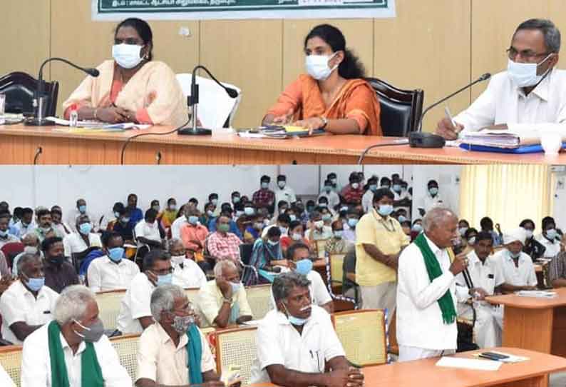 தொடர் மழையால் சேதமடைந்த  பயிர்களுக்கு உரிய இழப்பீடு வழங்க வேண்டும் குறை தீர்க்கும் கூட்டத்தில் விவசாயிகள் வலியுறுத்தல்