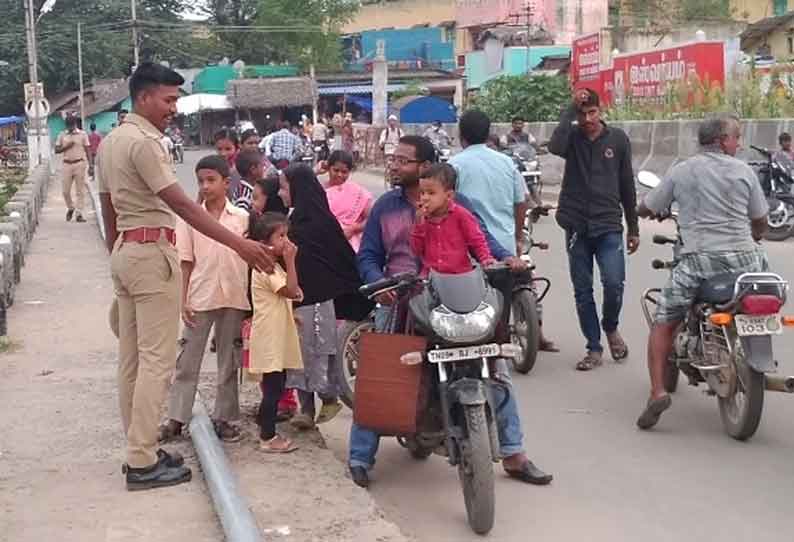 தினத்தந்தி செய்தி எதிரொலி, வாணியம்பாடி பாலாற்று பகுதியில் போலீஸ் பாதுகாப்பு