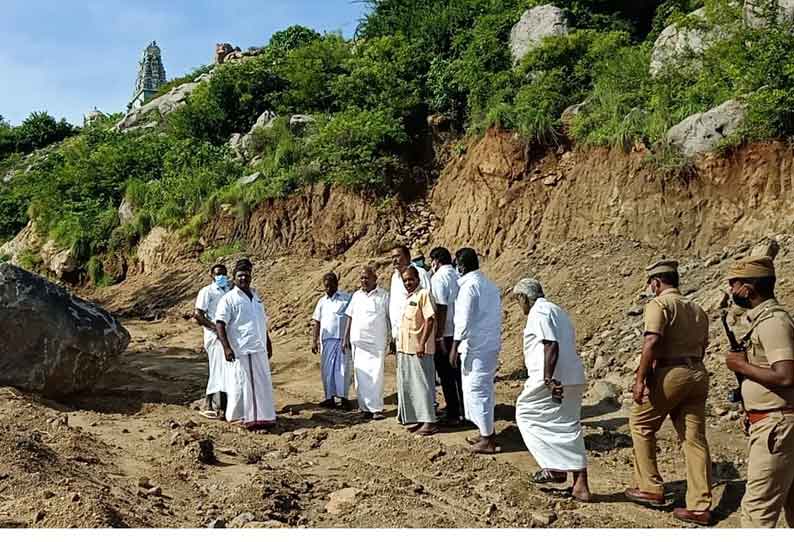 சிங்கவரம் ரங்கநாதர் கோவிலுக்கு செல்ல ரூ.3 கோடியில்  மலைப்பாதை அமைக்கும் பணி  அமைச்சர் செஞ்சி மஸ்தான் ஆய்வு