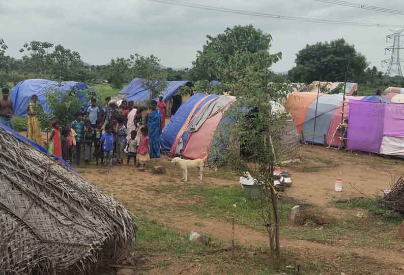 திமிரியில் அடிப்படை வசதியின்றி தவிக்கும் பூம்பூம் மாட்டுக்காரர்கள்