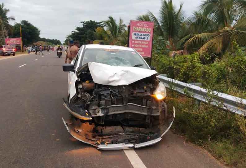 கூடலூர் அருகே மோட்டார் சைக்கிள்-கார் நேருக்குநேர் மோதல்; பால் வியாபாரி உள்பட 2 பேர் பலி