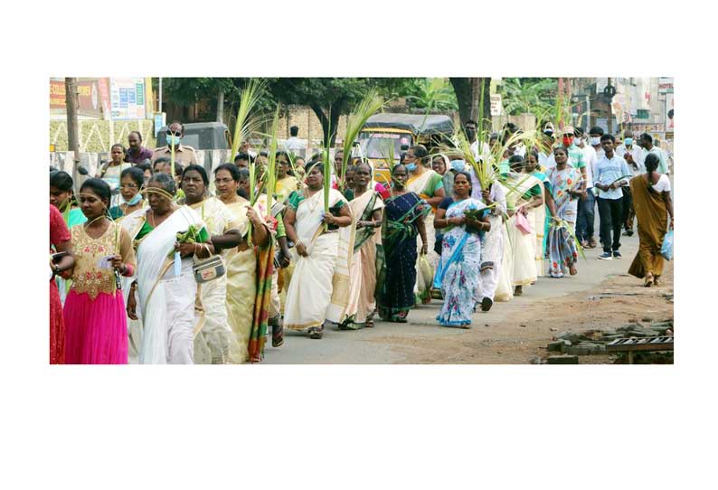 பண்ருட்டி, காட்டுமன்னார்கோவிலில் கிறிஸ்தவர்கள் குருத்தோலை ஏந்தி பவனி