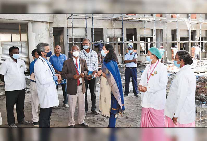 அரசு அறிஞர் அண்ணா நினைவு புற்றுநோய் ஆஸ்பத்திரி - கலெக்டர் ஆய்வு