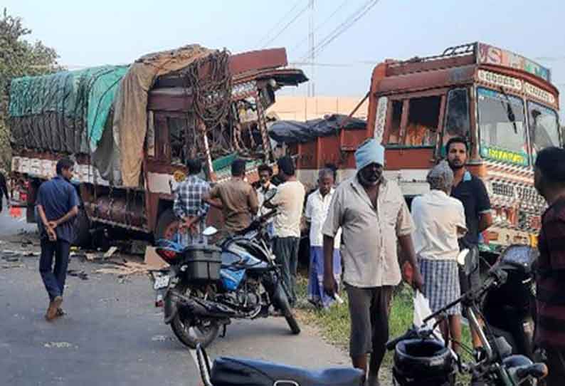 சத்தி அருகே பழுதாகி நின்ற லாரி மீது மற்றொரு லாரி மோதல்; கிளீனர் சாவு