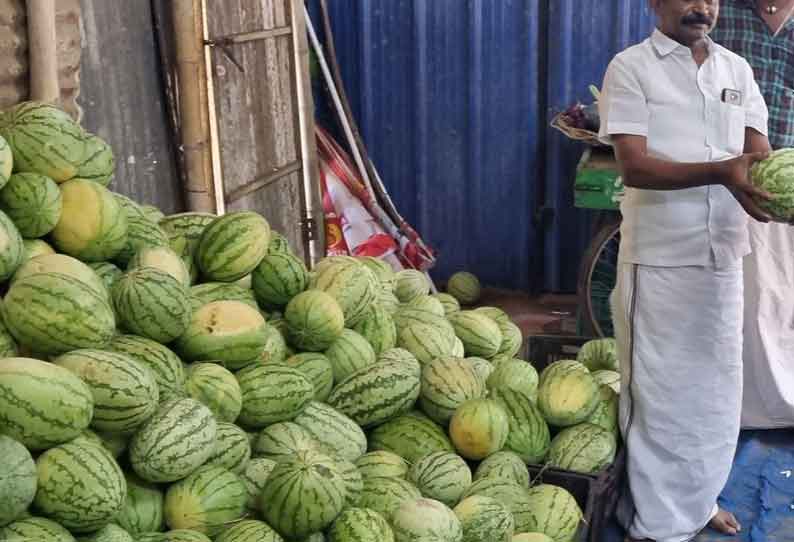 திருவாரூரில் தர்ப்பூசணி விற்பனை மும்முரம்