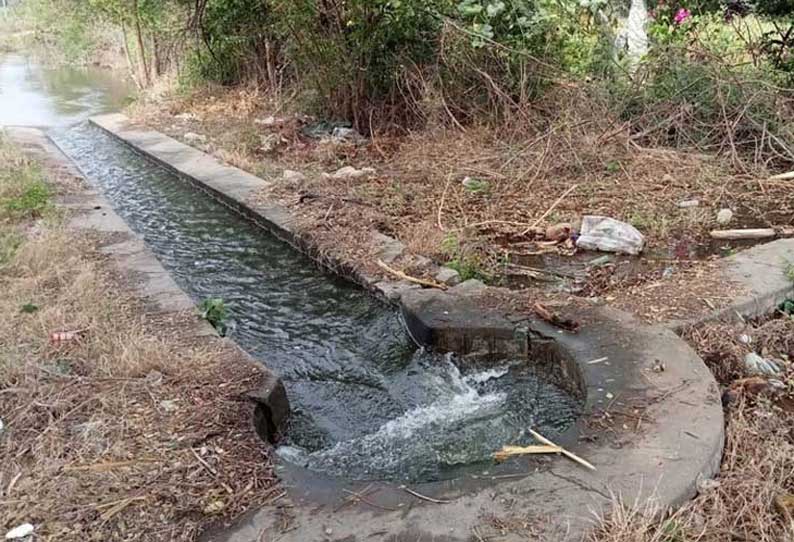 பழுதடைந்த பி ஏ பி கிளை வாய்க்காலால்  வீணாகும் தண்ணீர்