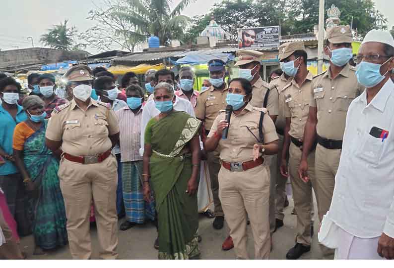 கலவையில் கொரோனா கட்டுப்பாடுகள்  குறித்து போலீஸ் சூப்பிரண்டு ஆய்வு