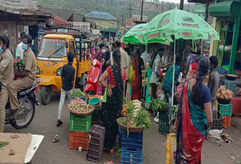 நடைபாதையை ஆக்கிரமித்து கடைகள்