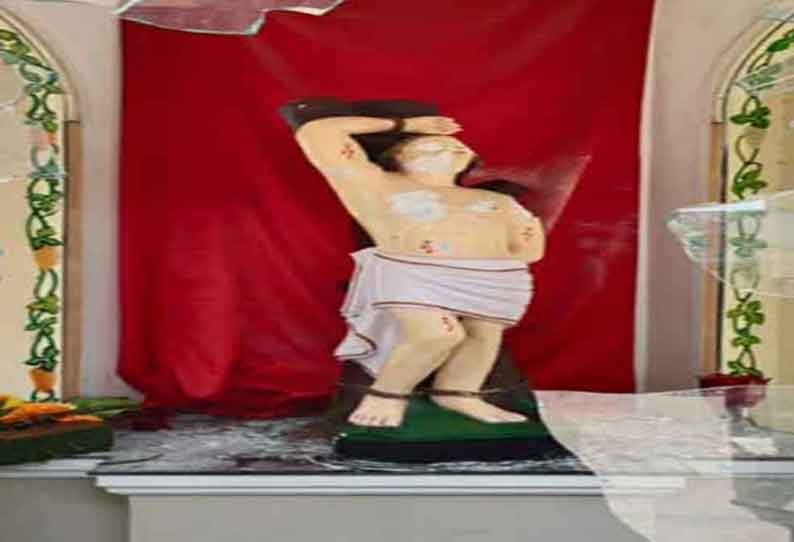 கோவையில் கிறிஸ்தவ ஆலய சிலை உடைப்பு பள்ளி மாணவன் உள்பட 2 பேர் கைது