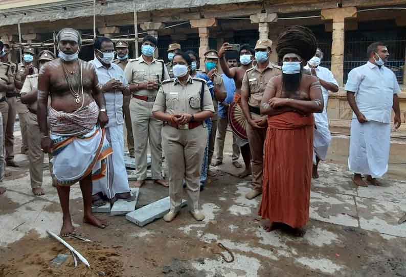 திருக்கடையூர் அமிர்தகடேஸ்வரர் கோவிலில் குடமுழுக்கு விழா பாதுகாப்பு ஏற்பாடுகள் குறித்து தஞ்சை சரக டி.ஐ.ஜி. ஆய்வு