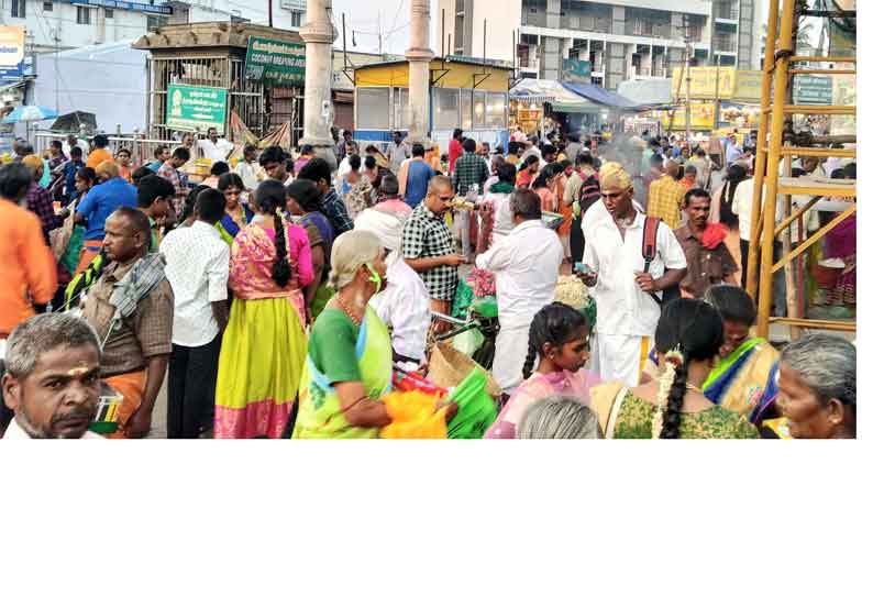 பங்குனி உத்திர திருவிழா, வார விடுமுறையையொட்டி  பழனி முருகன் கோவிலில் குவிந்த பக்தர்கள்  3 மணி நேரம் காத்திருந்து சாமி தரிசனம்