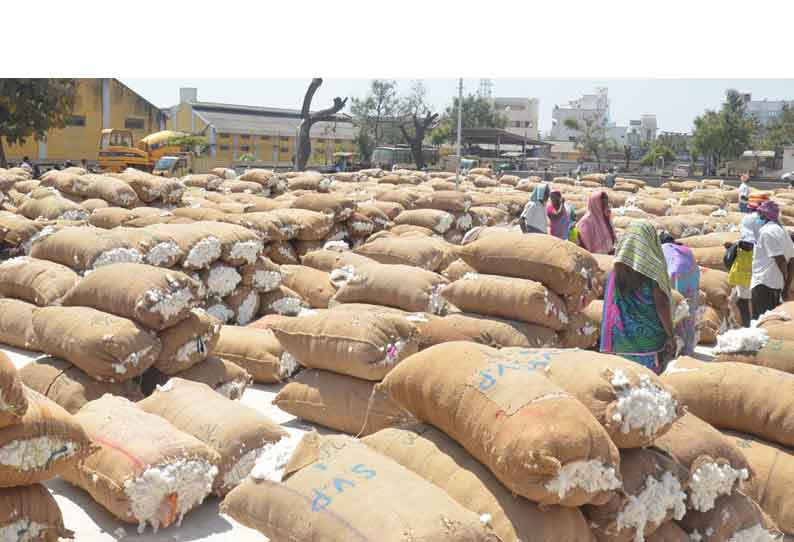 3 ஆயிரம் மூட்டைகள் பருத்தி ரூ.1 கோடிக்கு ஏலம்