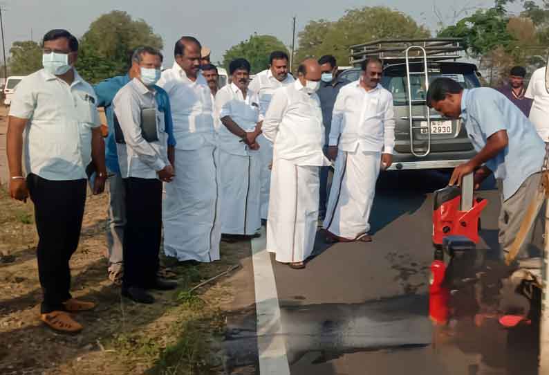 நெடுஞ்சாலை விரிவாக்க பணிகளை அமைச்சர் எ.வ.வேலு ஆய்வு