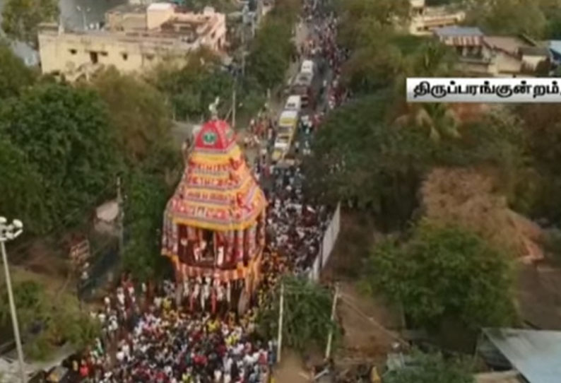 திருப்பரங்குன்றத்தில் கோலாகலமாக நடைபெறும் தேரோட்டம் - ஆயிரக்கணக்கான மக்கள் பங்கேற்பு