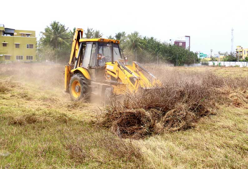 கலெக்டர் அலுவலக பூங்கா சீரமைக்கும் பணி