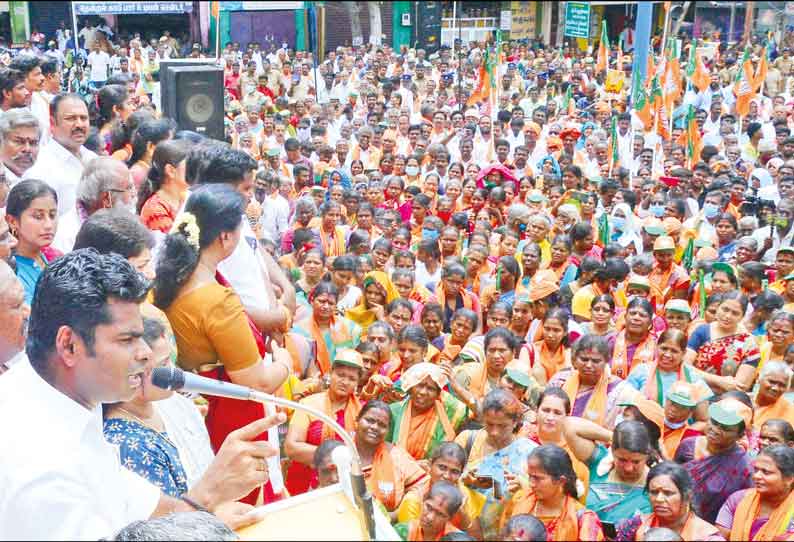 இளம்பெண் பாலியல் பலாத்கார விவகாரம்: அண்ணாமலை தலைமையில் பா.ஜ.க.வினர் ஆர்ப்பாட்டம்