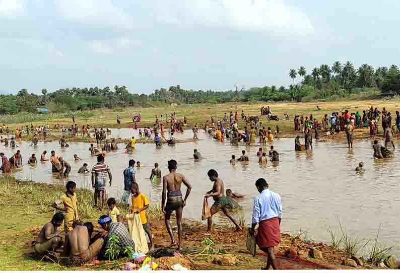 எஸ்.புதூர் அருகே களை கட்டிய மீன்பிடி திருவிழா