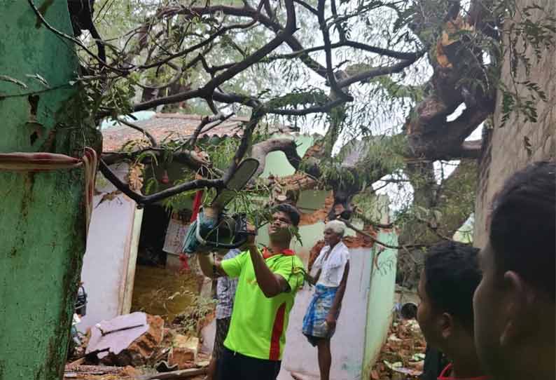 குடியாத்தத்தில் சூறைக் காற்றுடன் மழை - வீட்டின் மீது மரம் விழுந்து பெண், சிறுவர்கள் படுகாயம்...!