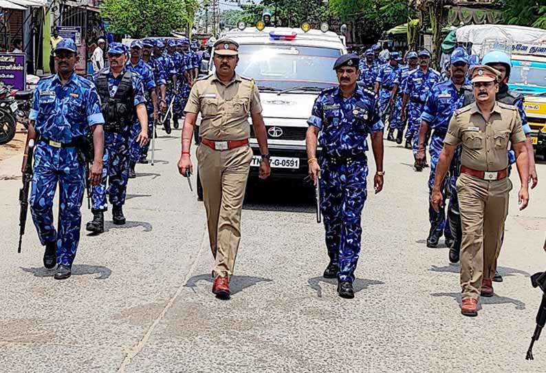 பழனியில் மத்திய அதிவிரைவு படையினர் ஆய்வு...!