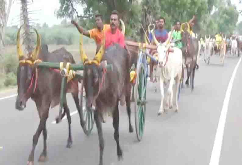 பூவந்தியில் மாட்டு வண்டி பந்தயம்