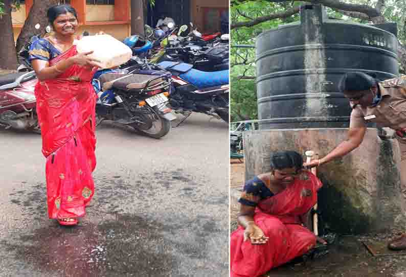 மண்எண்ணெயை உடலில் ஊற்றி தீக்குளிக்க முயன்ற இளம்பெண்ணால் பரபரப்பு