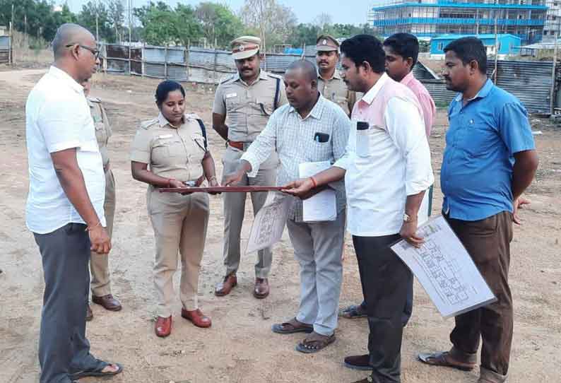 புதிய அலுவலக கட்டுமான பணியை போலீஸ் சூப்பிரண்டு ஆய்வு