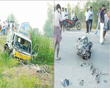 கந்தர்வகோட்டை அருகே மோட்டார் சைக்கிள் மீது சரக்கு ஆட்டோ மோதியதில் வாலிபர் பலி