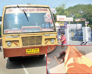 தஞ்சையில் பஸ் சக்கரத்தில் சிக்கி கல்லூரி மாணவி பலி தோழி கண் எதிரில் பரிதாபம்