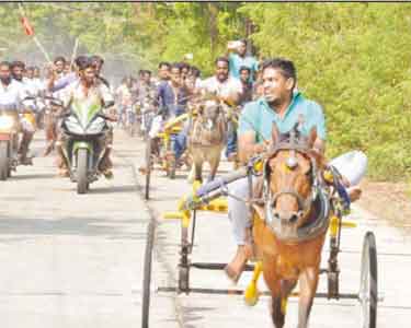 பொறையாறு அருகே தடையை மீறி ரேக்ளா பந்தயம்