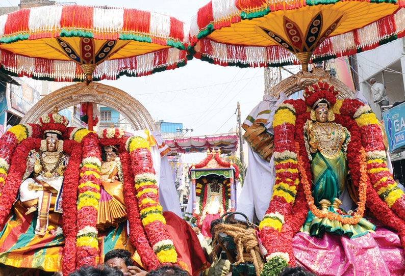 ஸ்ரீகாளஹஸ்தீஸ்வரர், ஞானபிரசுனாம்பிகை கேடிகம் வாகனங்களில் ஊர்வலம்