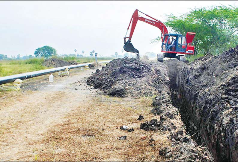 கீழ்வேளூர் பகுதியில் கச்சா எண்ணெய் குழாய் அமைக்கும் பணிக்கு கிராம மக்கள் எதிர்ப்பு