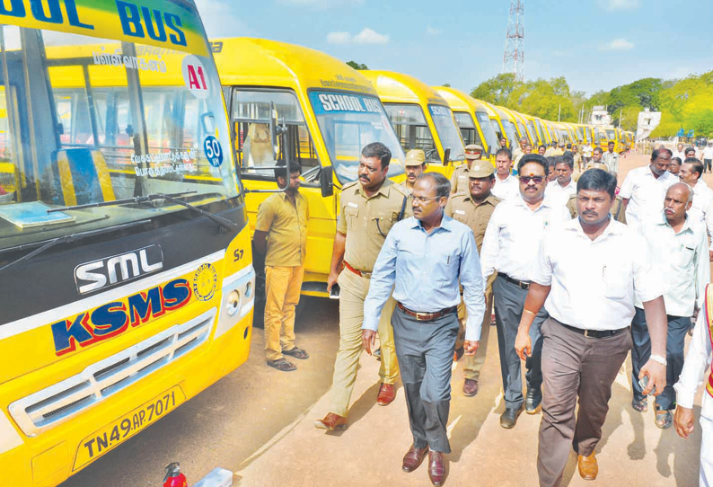 தஞ்சை, பட்டுக்கோட்டையில் ஆய்வு 10 பள்ளி வாகனங்களுக்கு தரச்சான்று ரத்து வட்டார போக்குவரத்து அதிகாரிகள் நடவடிக்கை