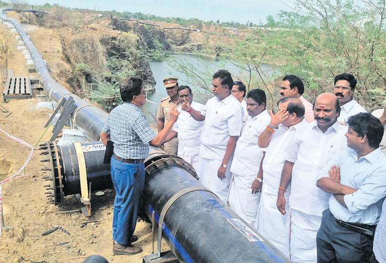 சென்னை நகரின் குடிநீர் தேவைக்கு தண்ணீர் எடுக்கும் பணி சிக்கராயபுரம் கல்குவாரியில் அமைச்சர் வேலுமணி ஆய்வு