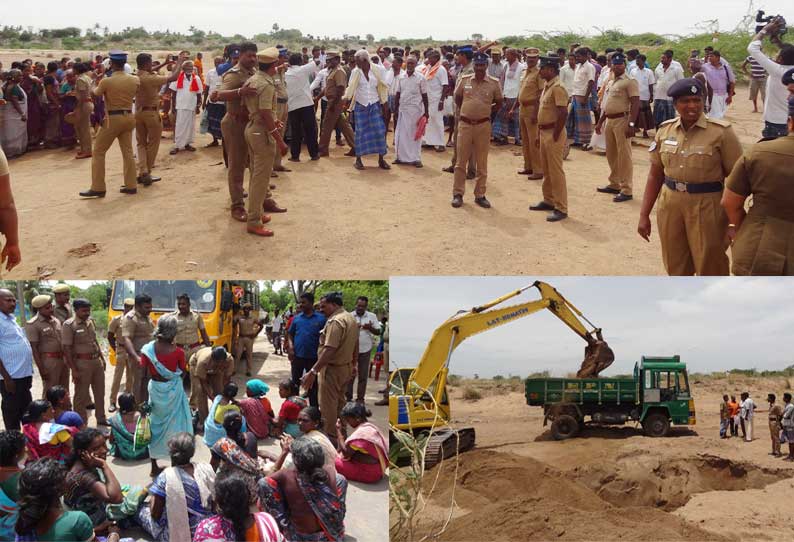 வெள்ளாற்றுக்குள் இறங்கி கிராம மக்கள் போராட்டம் வாகனங்கள் சிறைபிடிப்பு; 250 பேர் கைது