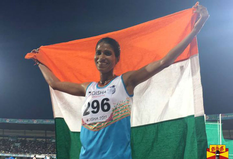 மகளிர் 3000 மீ. தடை தாண்டும் ஓட்டத்தில் இந்திய வீராங்கனை சுதா சிங் தங்கம் வென்றார் மகளிர் 3000 மீ. தடை தாண்டும் ஓட்டத்தில் இந்திய வீராங்கனை சுதா சிங் தங்கம் வென்றார்