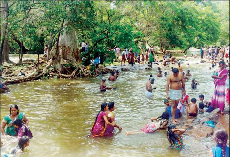 ஆடிப்பெருக்கு விழாவையொட்டி ஒகேனக்கல் காவிரி ஆற்றில் புனித நீராடிய பக்தர்கள்