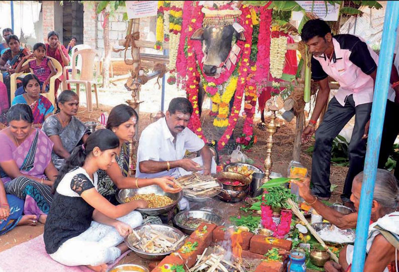 வெள்ளகோவில் அருகே இறந்த காளைக்கு இறுதி சடங்கு நடத்திய விவசாயி கோவில் கட்டி வழிபட முடிவு