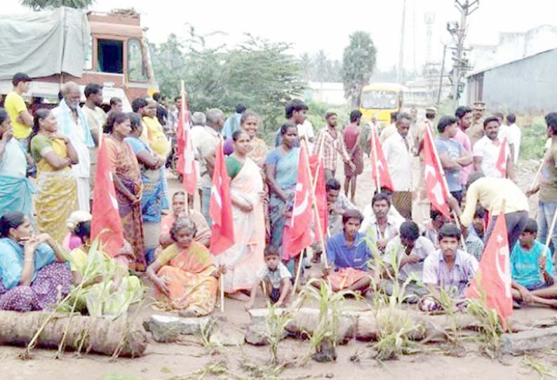 அடிப்படை வசதி கேட்டு நடுரோட்டில் நாற்று நடும் போராட்டம் நடத்திய பொதுமக்கள்