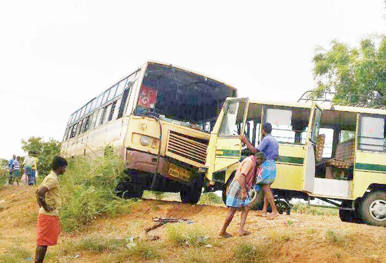 சங்கரன்கோவில் அருகே பஸ்–வேன் மோதல்; 6 பேர் படுகாயம்