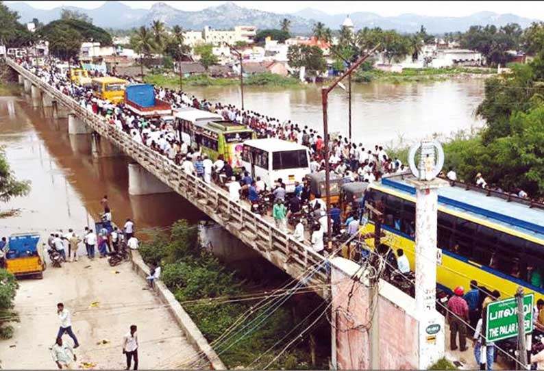 ஆம்பூர் பகுதியில் பாலாற்றில் வெள்ளப்பெருக்கு; 500 வீடுகளை தண்ணீர் சூழ்ந்தது