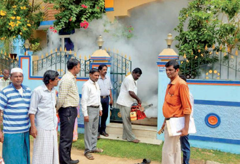 டெங்கு காய்ச்சல் பரவாமல் தடுக்க சுகாதாரத்துறையினர் வீடு வீடாக ஆய்வு