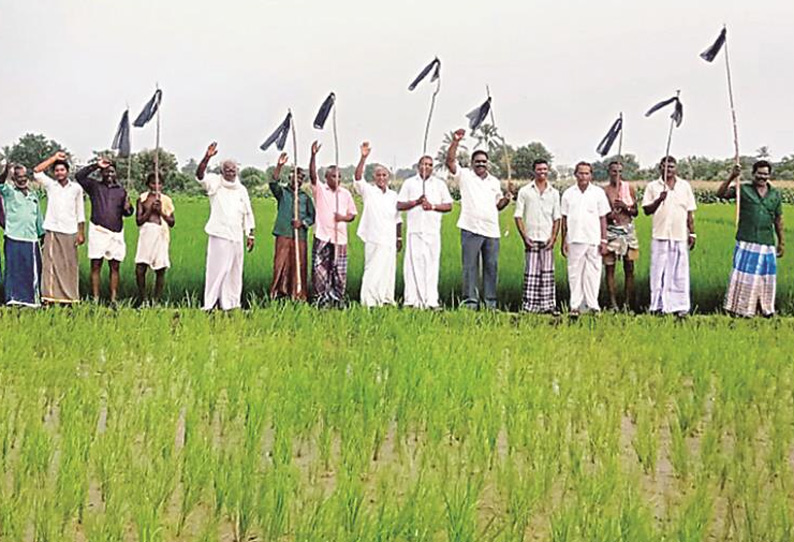 வேப்பூர் அருகே கருப்புக்கொடி ஏந்தி விவசாயிகள் போராட்டம்