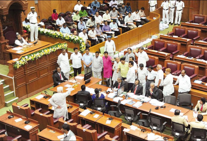 கர்நாடக சட்டசபையில் மந்திரி திம்மாபூருக்கு எதிராக பா.ஜனதா உரிமை மீறல் பிரச்சினை