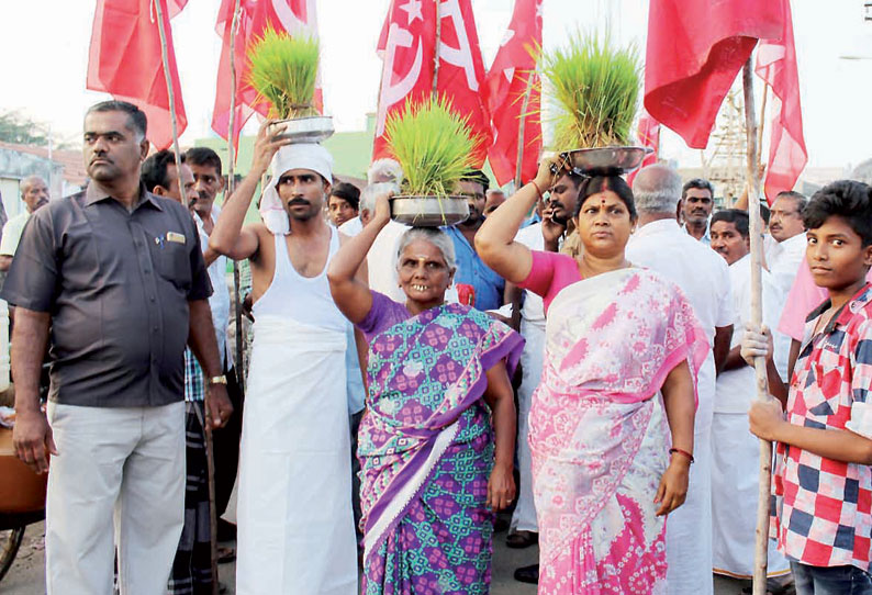 மாநகராட்சி நிர்வாகத்தை கண்டித்து மார்க்சிஸ்ட் கம்யூனிஸ்டு கட்சியினர் நாற்று நடும் போராட்டம்