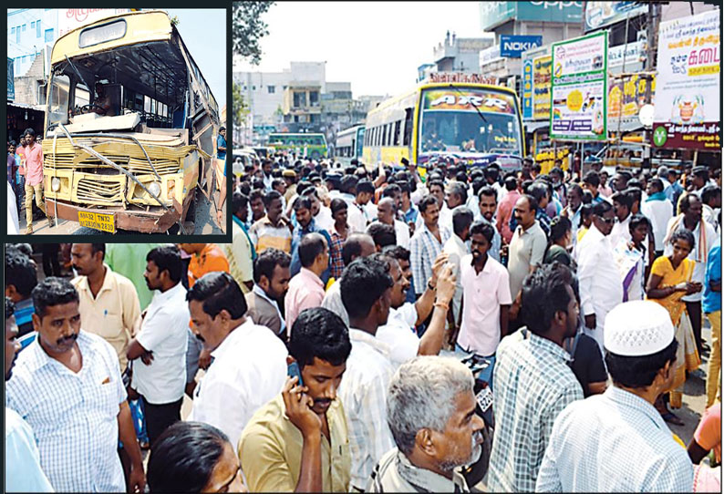 விருத்தாசலத்தில் தற்காலிக டிரைவர் ஓட்டிச்சென்ற அரசு பஸ் மோதி தனியார் நிறுவன ஊழியர் சாவு